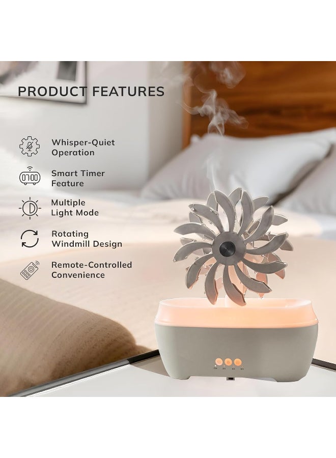 Windmill Humidifier with Remote Control|300ML Capacity | Whisper-Quiet, Smart Timer, Multi Light Modes Ideal for Aromatherapy | Aroma Diffuser for Home, Essential Oil Diffuser - Image 3